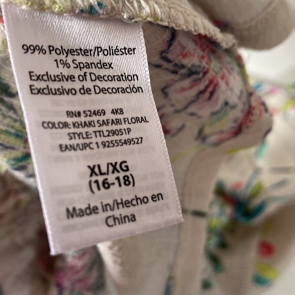 TIME & TRU Side Button Tank Top Khaki Safari Floral Size XL (16/18) - Picture 3 of 9